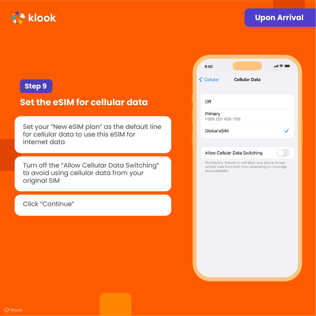 eSIM USA - Switch cellular data